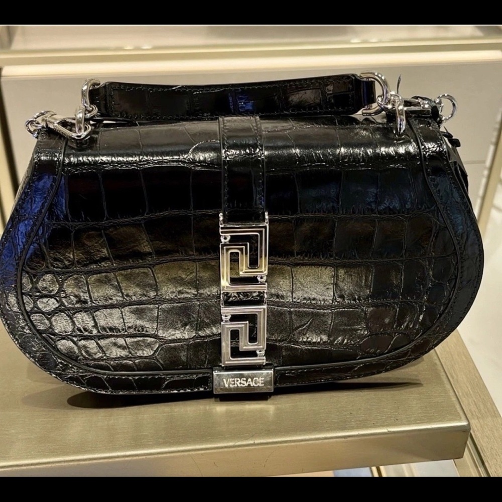 Versace Greca Goddess Leather Shoulder Bag Women's Black $2925 Retail Hot deal